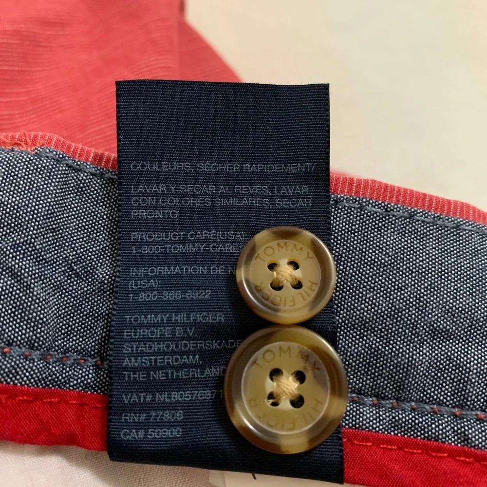 Tommy Hilfiger Chino Shorts Men 40 Red Micro-Strip Classic Fit Cotton 10